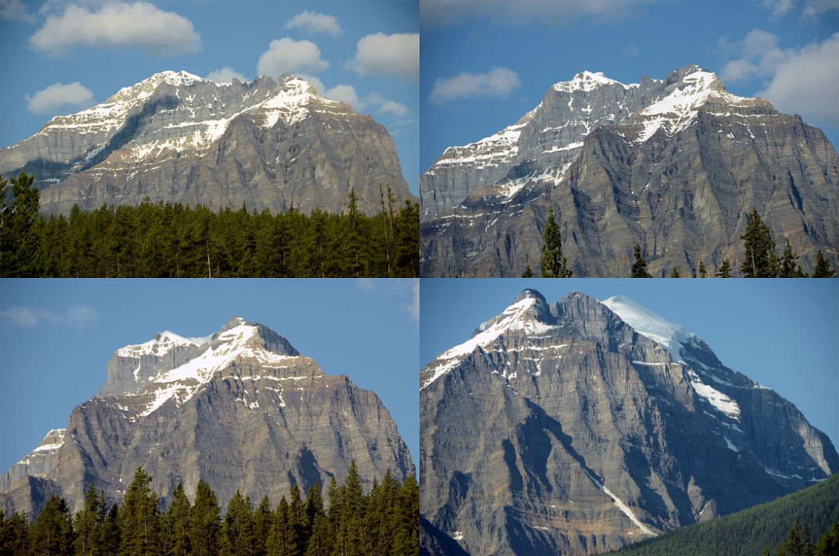 07 Mount Temple West, South And East Faces Morning From Trans Canada Highway Driving Between Banff And Lake Louise in Summer